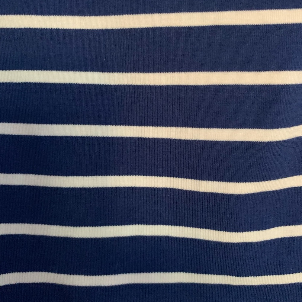 NWT Ralph Lauren Midi Dress Blue w/White Stripes Cold Shoulder Stretch Cotton 14 - Picture 4 of 11